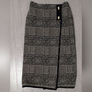 J.McLaughlin Black/Tan Glen Plaid Midi Skirt Size 2 NWT!